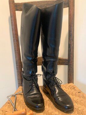 Amazonas Super Comfort Black Leather Tall Riding Boots, size 6W